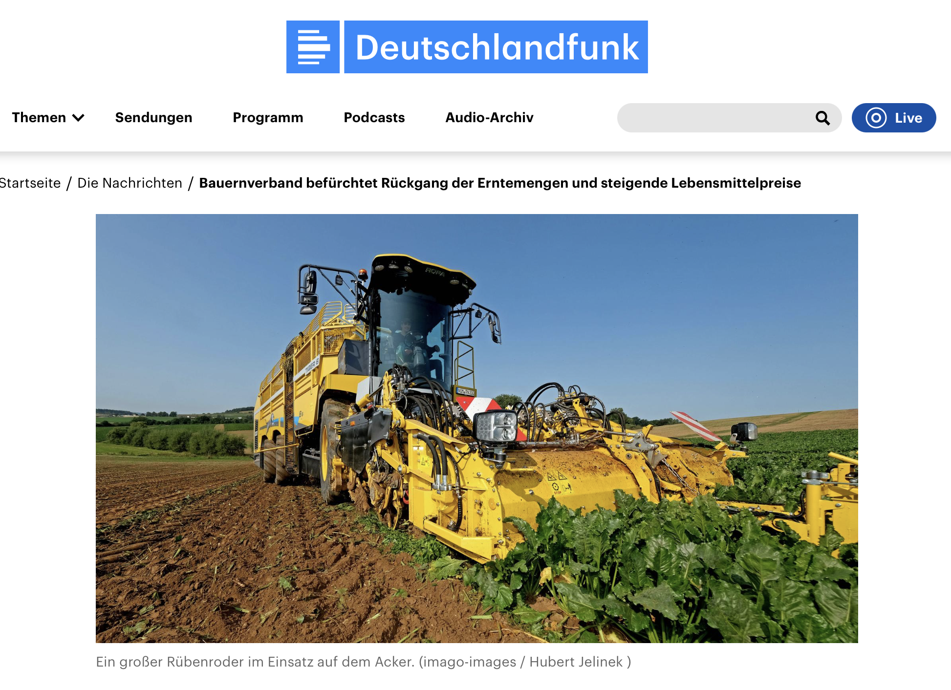 Hohe Kosten für Diesel und Dünger - Bauernverband befürchtet Rückgang der Erntemengen und steigende Lebensmittelpreise